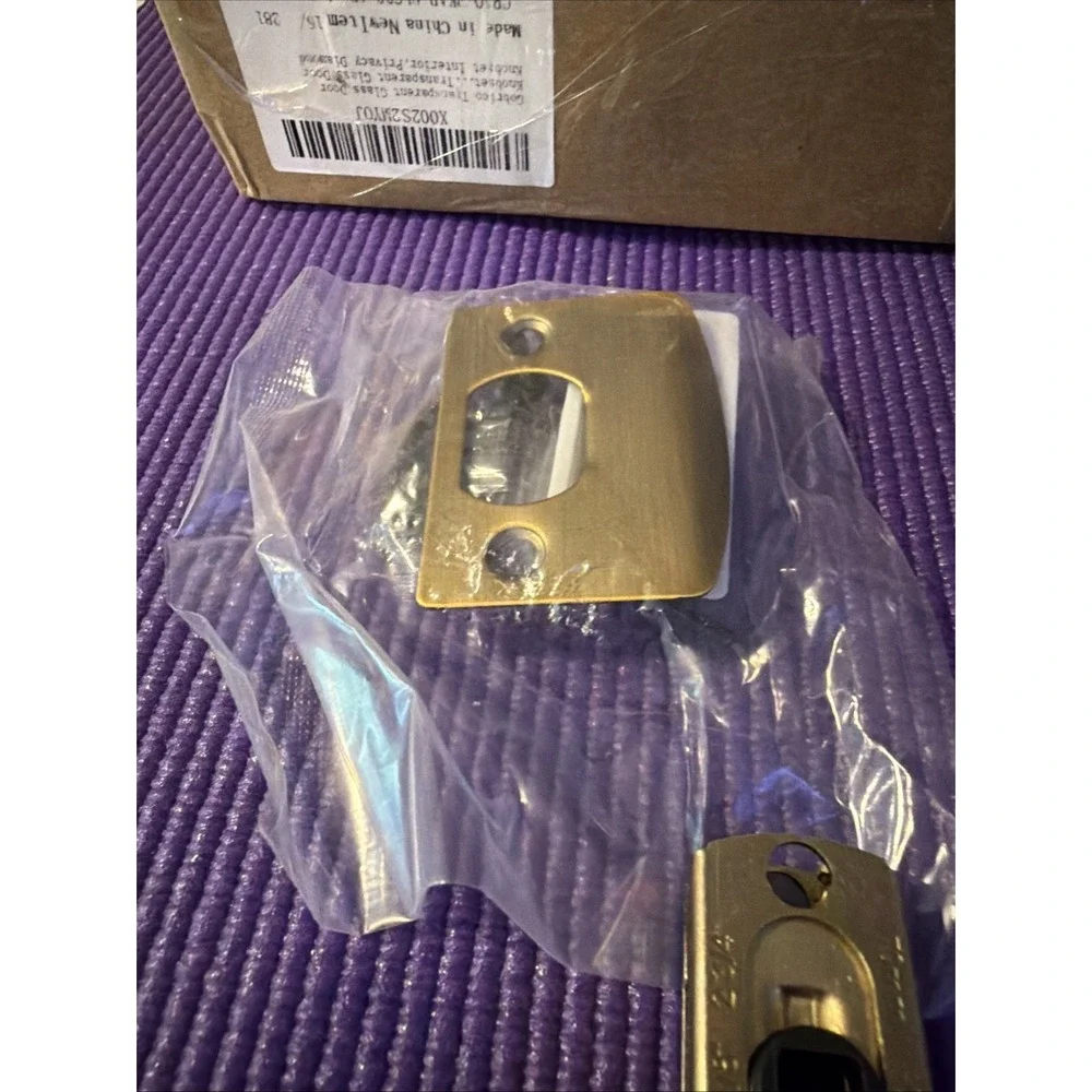 Crystal Glass Door Knob Lock Privacy Brass for Bathroom Bedroom Closet Satin